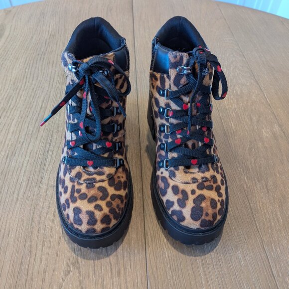 Skechers Leopard Print Teen Spirit Ankle Boots - Picture 2 of 6